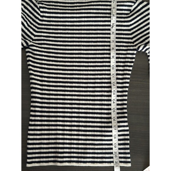Abercrombie & Fitch Black White Striped Ribbed Turtleneck Small Y2K Preppy - Picture 7 of 8